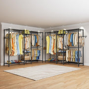 CARLA HOME Heavy Duty Clothing Garment Rack Organizer with Hanging Rods & Storage Shelves for Clothes, Shoes V178-36179