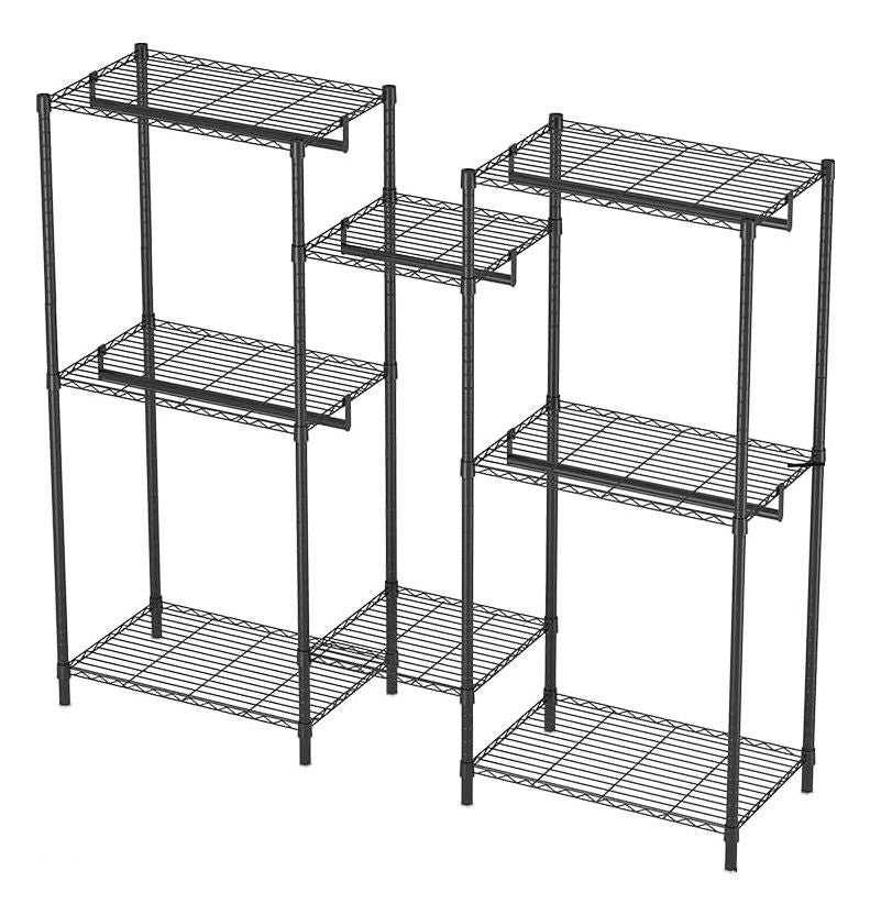 CARLA HOME Heavy Duty Clothing Garment Rack Organizer with Hanging Rods & Storage Shelves for Clothes, Shoes V178-36179
