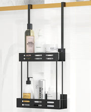 CARLA HOME Over the Door 2-tier Shower Caddy Organizer Shelf with Hooks for Bathroom V178-36180