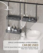CARLA HOME Over the Door 2-tier Shower Caddy Organizer Shelf with Hooks for Bathroom V178-36180