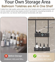 CARLA HOME Over the Door 2-tier Shower Caddy Organizer Shelf with Hooks for Bathroom V178-36180