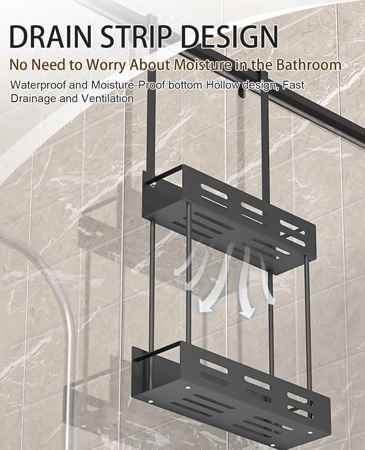 CARLA HOME Over the Door 2-tier Shower Caddy Organizer Shelf with Hooks for Bathroom V178-36180