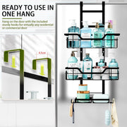 CARLA HOME Over the Door 3-tier Shower Caddy Organizer Shelf with Hooks for Bathroom V178-36182