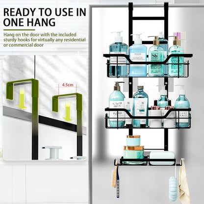 CARLA HOME Over the Door 3-tier Shower Caddy Organizer Shelf with Hooks for Bathroom V178-36182