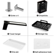 CARLA HOME Kitchen Sink Caddy Organizer with Sponge, Soap & Brush Storage and Rag Rack, Drain Tray & Utensil V178-36185