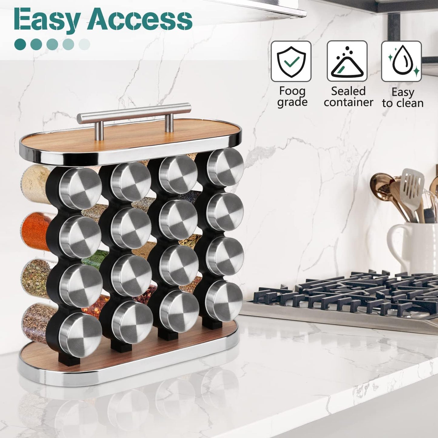 CARLA HOME 20-Jar Spice Rack Organizer Storage for Kitchen Countertop or Cabinet V178-36187