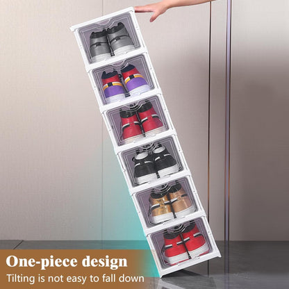 CARLA HOME 6-Tier Stackable Shoe Storage Box Organizer with Clear Door for Closet, Entryway or Cabinet V178-36188