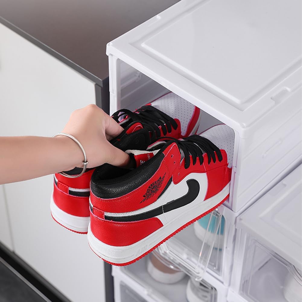 CARLA HOME 6-Tier Stackable Shoe Storage Box Organizer with Clear Door for Closet, Entryway or Cabinet V178-36188
