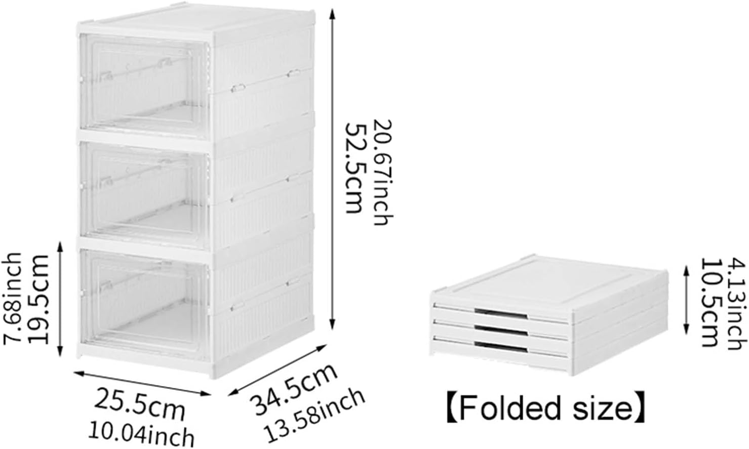 CARLA HOME 3-Tier Stackable Shoe Storage Box Organizer with Clear Door for Closet, Entryway or Cabinet V178-36189