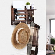 CARLA HOME Rustic Wood Wall Mounted Key and Mail Holder Organizer with Shelf, Letter Slot & 6 Hooks for V178-36190