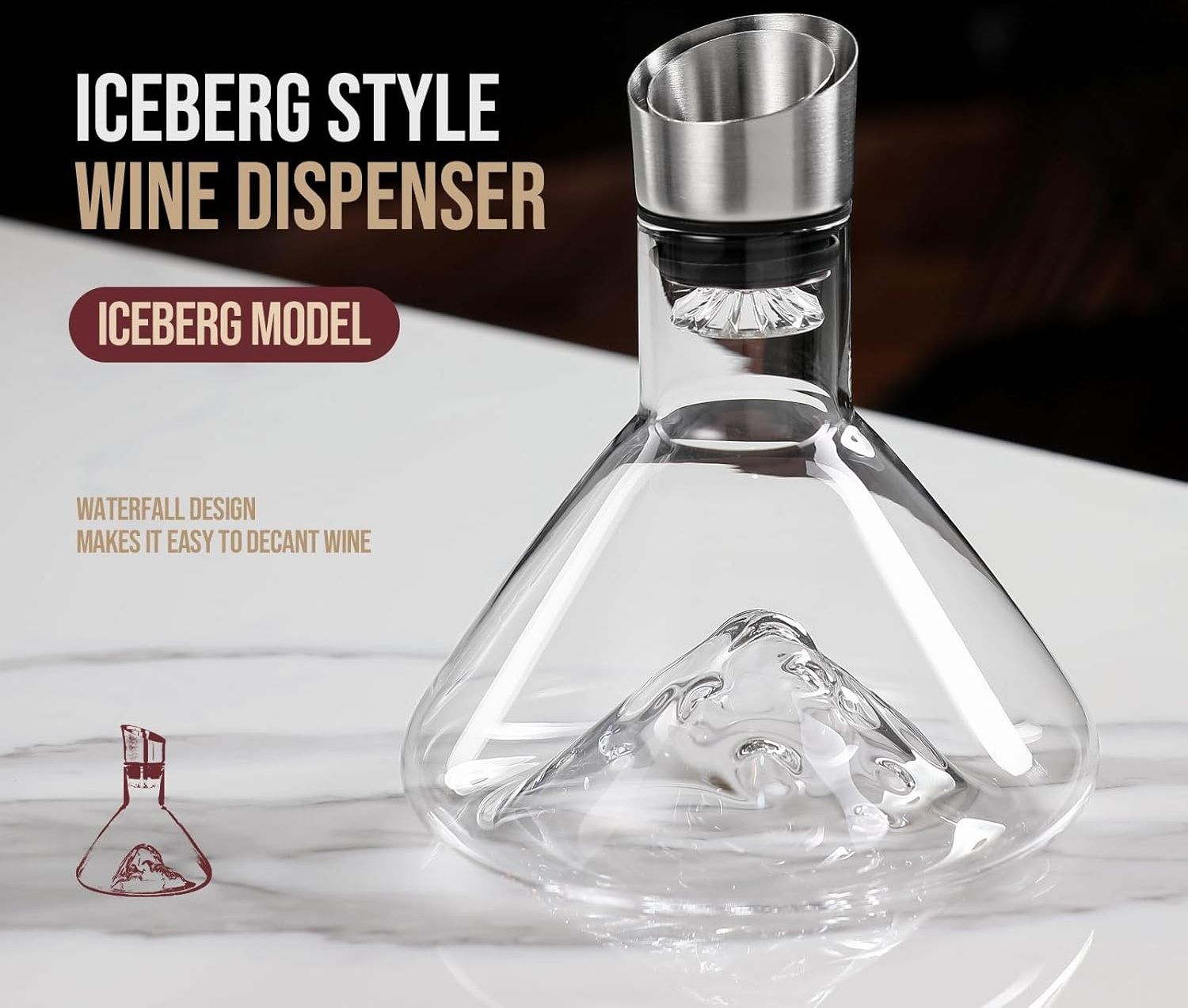 CARLA HOME Iceberg Wine Decanter with Aerator Filter and Lid V178-36191