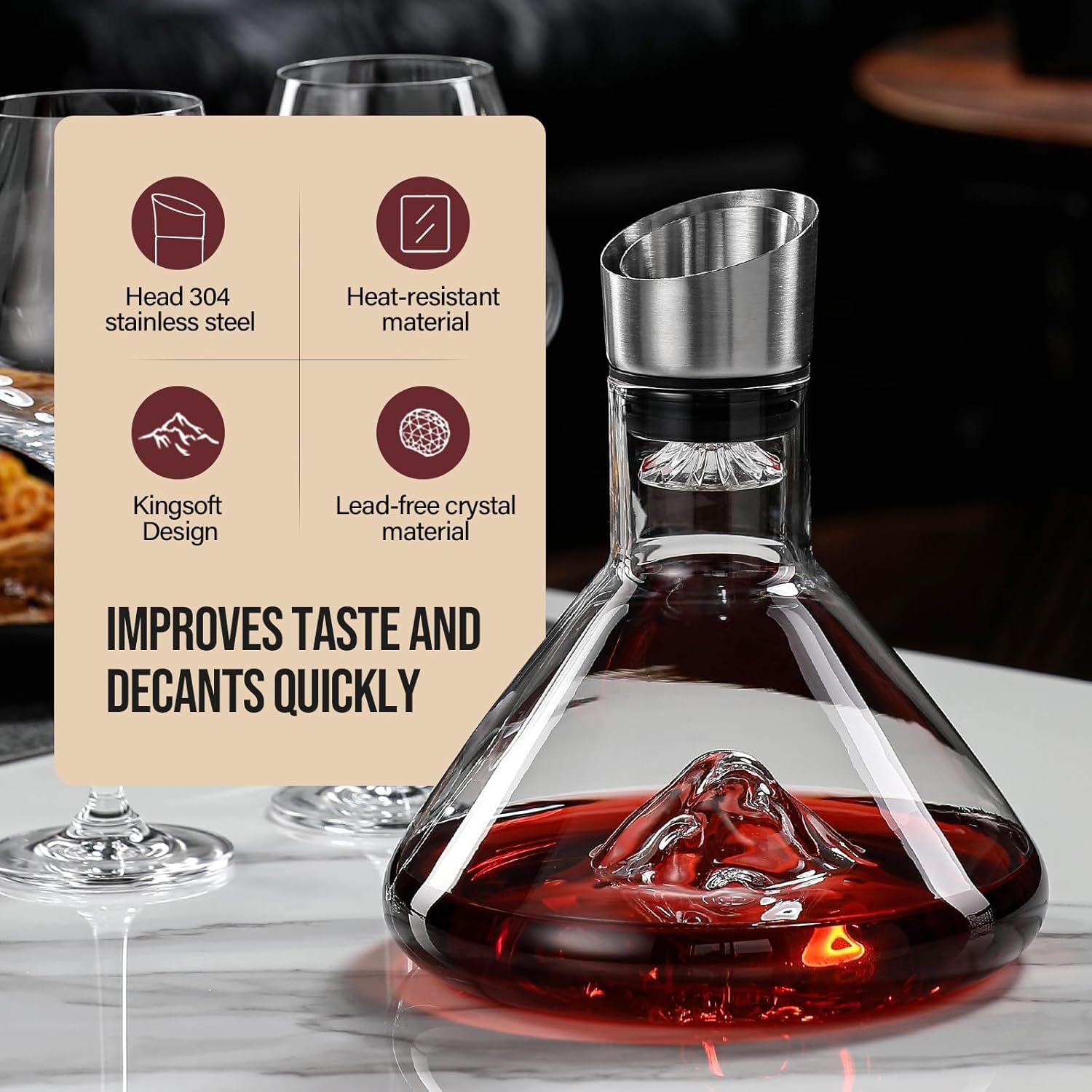 CARLA HOME Iceberg Wine Decanter with Aerator Filter and Lid V178-36191
