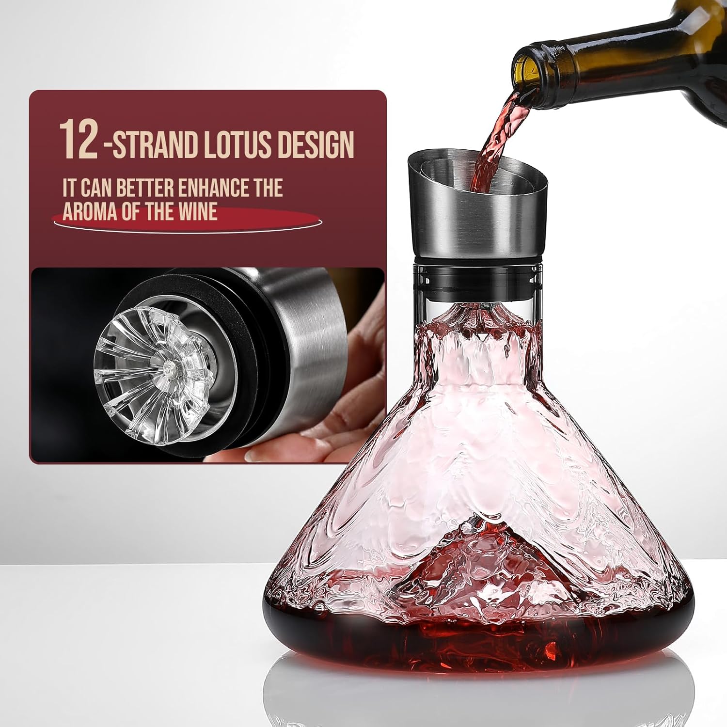 CARLA HOME Iceberg Wine Decanter with Aerator Filter and Lid V178-36191