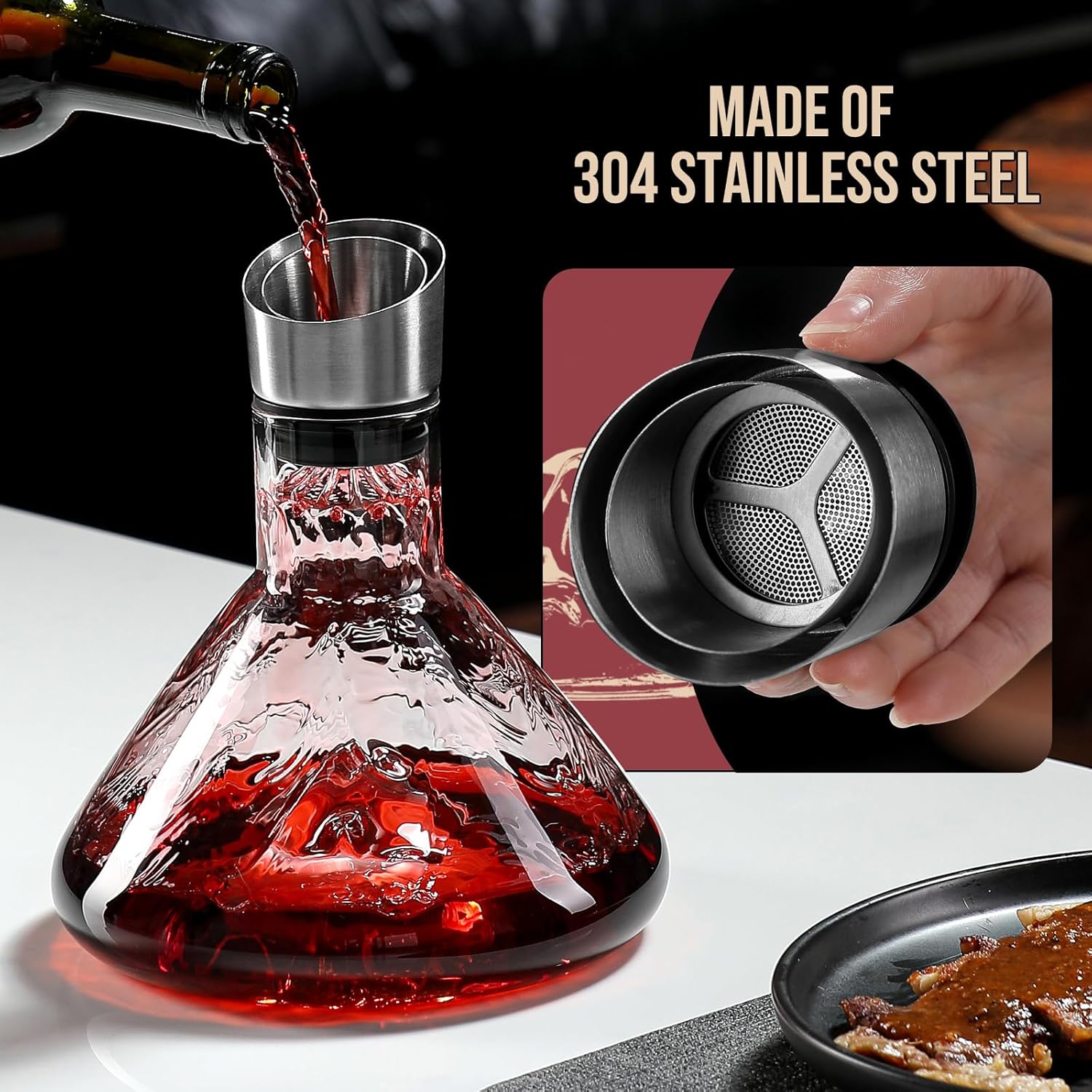 CARLA HOME Iceberg Wine Decanter with Aerator Filter and Lid V178-36191