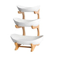 CARLA HOME 3-Tier Plastic Fruit Bowl Basket with Bamboo Stand for Kitchen Counter, Snack Tray, Dessert Server V178-36196
