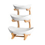 CARLA HOME 3-Tier Plastic Fruit Bowl Basket with Bamboo Stand for Kitchen Counter, Snack Tray, Dessert Server V178-36196