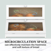 CARLA HOME Double Layer Bamboo Bread Box for Kitchen Counter - Large Capacity Bread Storage Container with V178-36198
