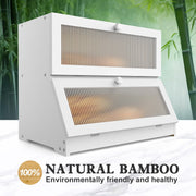 CARLA HOME Double Layer Bamboo Bread Box for Kitchen Counter - Large Capacity Bread Storage Container with V178-36198