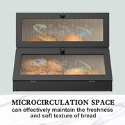 CARLA HOME Double Layer Bamboo Bread Box for Kitchen Counter - Large Capacity Bread Storage Container with V178-36199