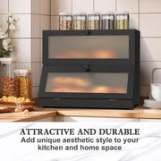 CARLA HOME Double Layer Bamboo Bread Box for Kitchen Counter - Large Capacity Bread Storage Container with V178-36199