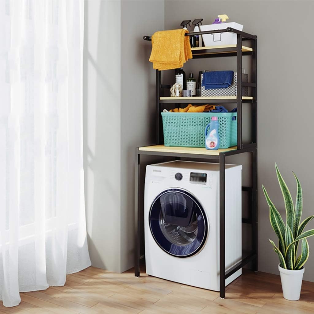 CARLA HOME 3-Tier Over Washing Machine Storage Rack Laundry Shelf Organizer for Bathroom or Toilet (Black) V178-36200