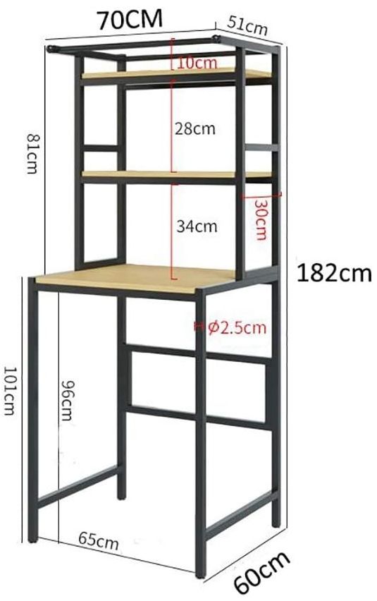 CARLA HOME 3-Tier Over Washing Machine Storage Rack Laundry Shelf Organizer for Bathroom or Toilet (Black) V178-36200