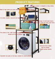 CARLA HOME 3-Tier Over Washing Machine Storage Rack Laundry Shelf Organizer for Bathroom or Toilet (Black) V178-36200
