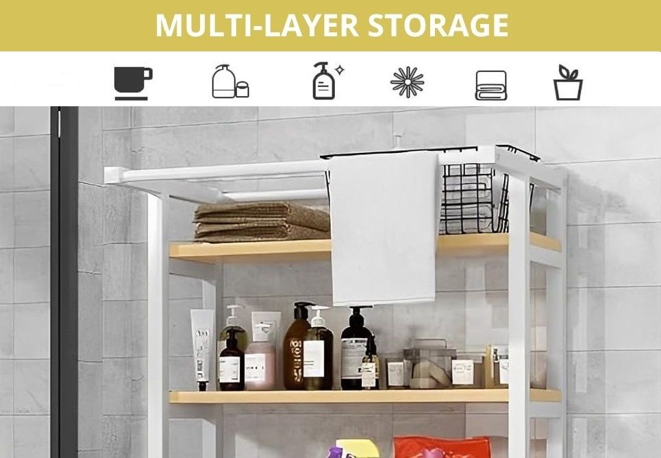 CARLA HOME 3-Tier Over Washing Machine Storage Rack Laundry Shelf Organizer for Bathroom or Toilet (White) V178-36201