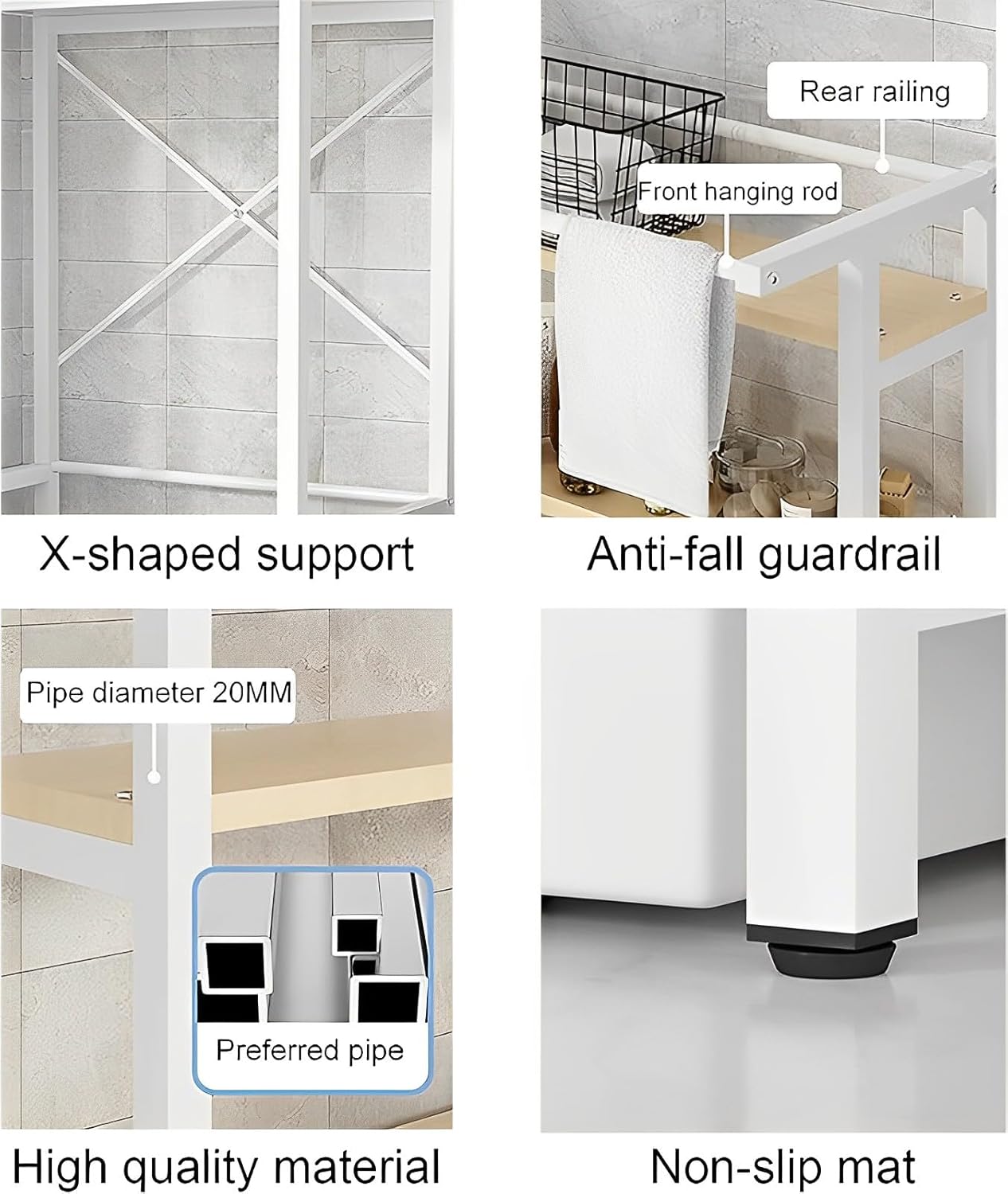 CARLA HOME 3-Tier Over Washing Machine Storage Rack Laundry Shelf Organizer for Bathroom or Toilet (White) V178-36201