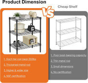 CARLA HOME 3-Tier Adjustable Metal Storage Shelves Wire Rack Organizer for Kitchen, Pantry, Bathroom or V178-36202