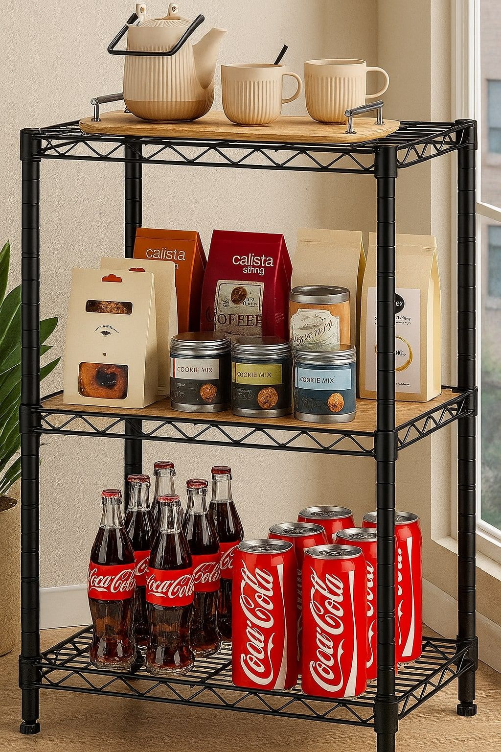 CARLA HOME 3-Tier Adjustable Metal Storage Shelves Wire Rack Organizer for Kitchen, Pantry, Bathroom or V178-36202