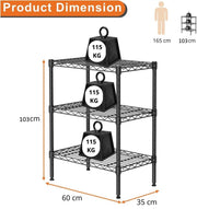 CARLA HOME 3-Tier Adjustable Metal Storage Shelves Wire Rack Organizer for Kitchen, Pantry, Bathroom or V178-36202