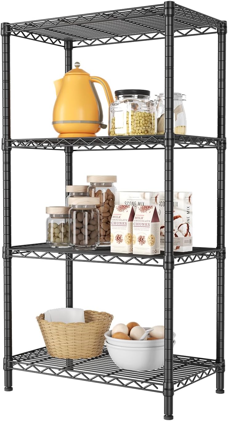 CARLA HOME 4-Tier Adjustable Metal Storage Shelves Wire Rack Organizer for Kitchen, Pantry, Bathroom or V178-36203