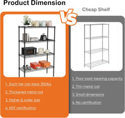 CARLA HOME 4-Tier Adjustable Metal Storage Shelves Wire Rack Organizer for Kitchen, Pantry, Bathroom or V178-36203