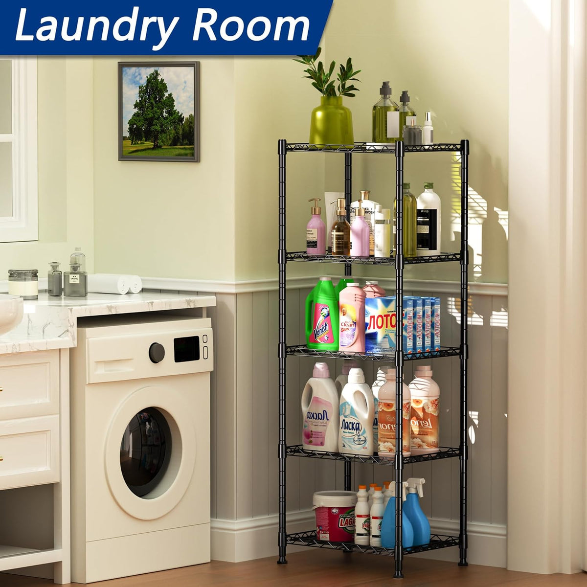 CARLA HOME 4-Tier Adjustable Metal Storage Shelves Wire Rack Organizer for Kitchen, Pantry, Bathroom or V178-36203