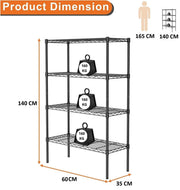 CARLA HOME 4-Tier Adjustable Metal Storage Shelves Wire Rack Organizer for Kitchen, Pantry, Bathroom or V178-36203