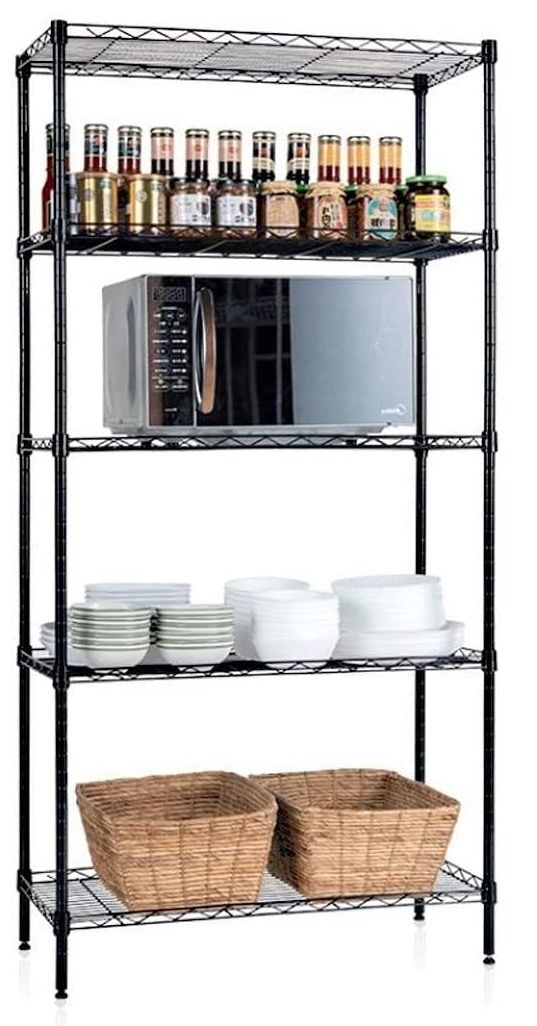 CARLA HOME 5-Tier Adjustable Metal Storage Shelves Wire Rack Organizer for Kitchen, Pantry, Bathroom or V178-36204