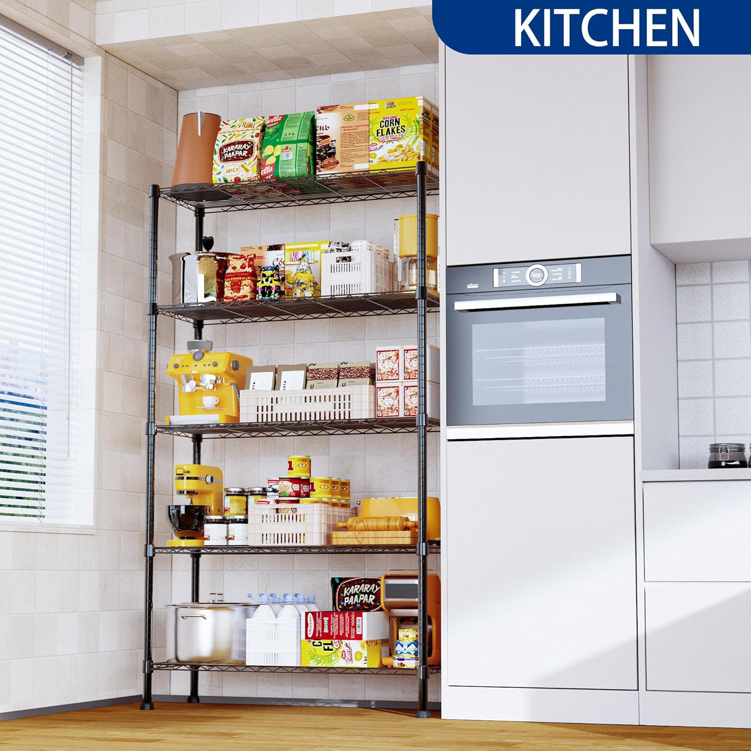 CARLA HOME 5-Tier Adjustable Metal Storage Shelves Wire Rack Organizer for Kitchen, Pantry, Bathroom or V178-36204