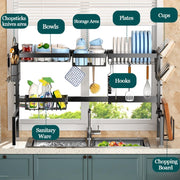 CARLA HOME Adjustable Over the Sink Dish Drying Rack with Utensil Holder, Hooks & Cutting Board Rack for V178-36206