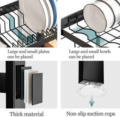 CARLA HOME Adjustable Over the Sink Dish Drying Rack with Utensil Holder, Hooks & Cutting Board Rack for V178-36206