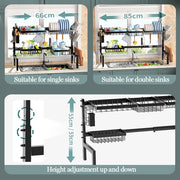 CARLA HOME Adjustable Over the Sink Dish Drying Rack with Utensil Holder, Hooks & Cutting Board Rack for V178-36206
