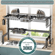 CARLA HOME Adjustable Over the Sink Dish Drying Rack with Utensil Holder, Hooks & Cutting Board Rack for V178-36206