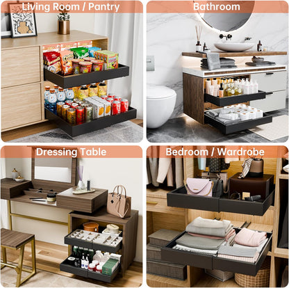 CARLA HOME 2 Pack Pull Out Cabinet Organizer Expandable for Cabinets with Adjustable Slide Out Shelves and V178-36208
