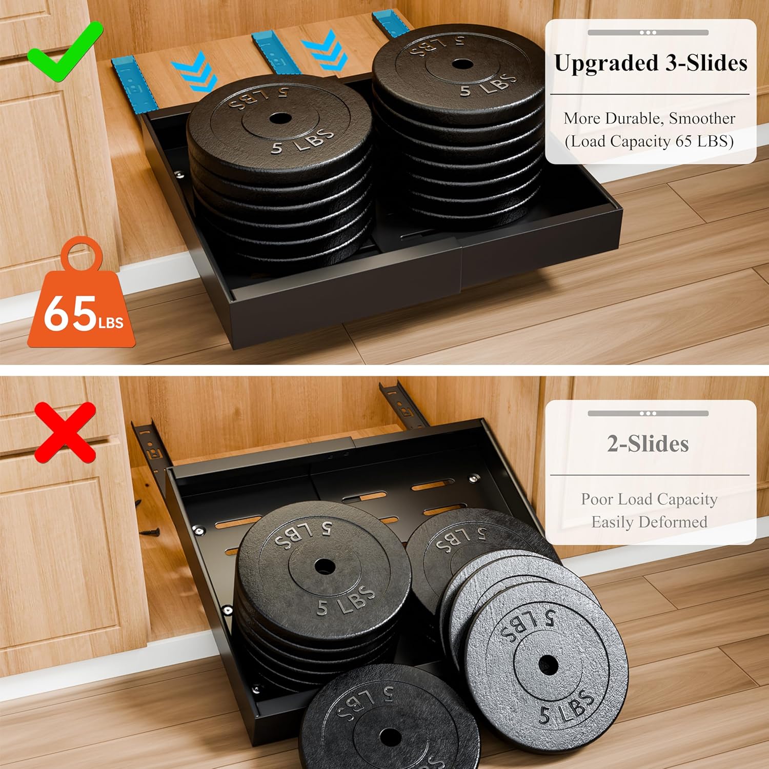 CARLA HOME 2 Pack Pull Out Cabinet Organizer Expandable for Cabinets with Adjustable Slide Out Shelves and V178-36208