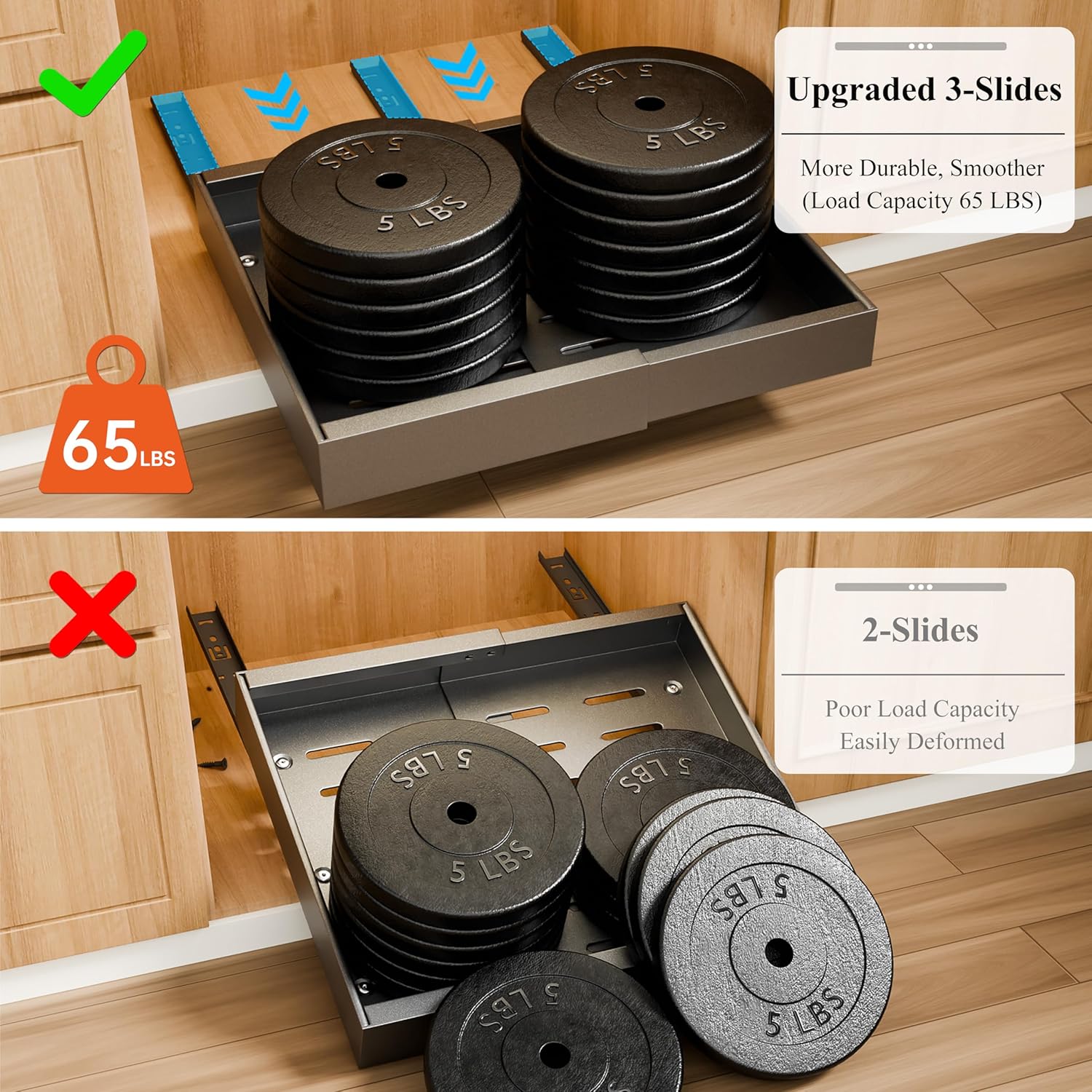 CARLA HOME 2 Pack Pull Out Cabinet Organizer Expandable for Cabinets with Adjustable Slide Out Shelves and V178-36209
