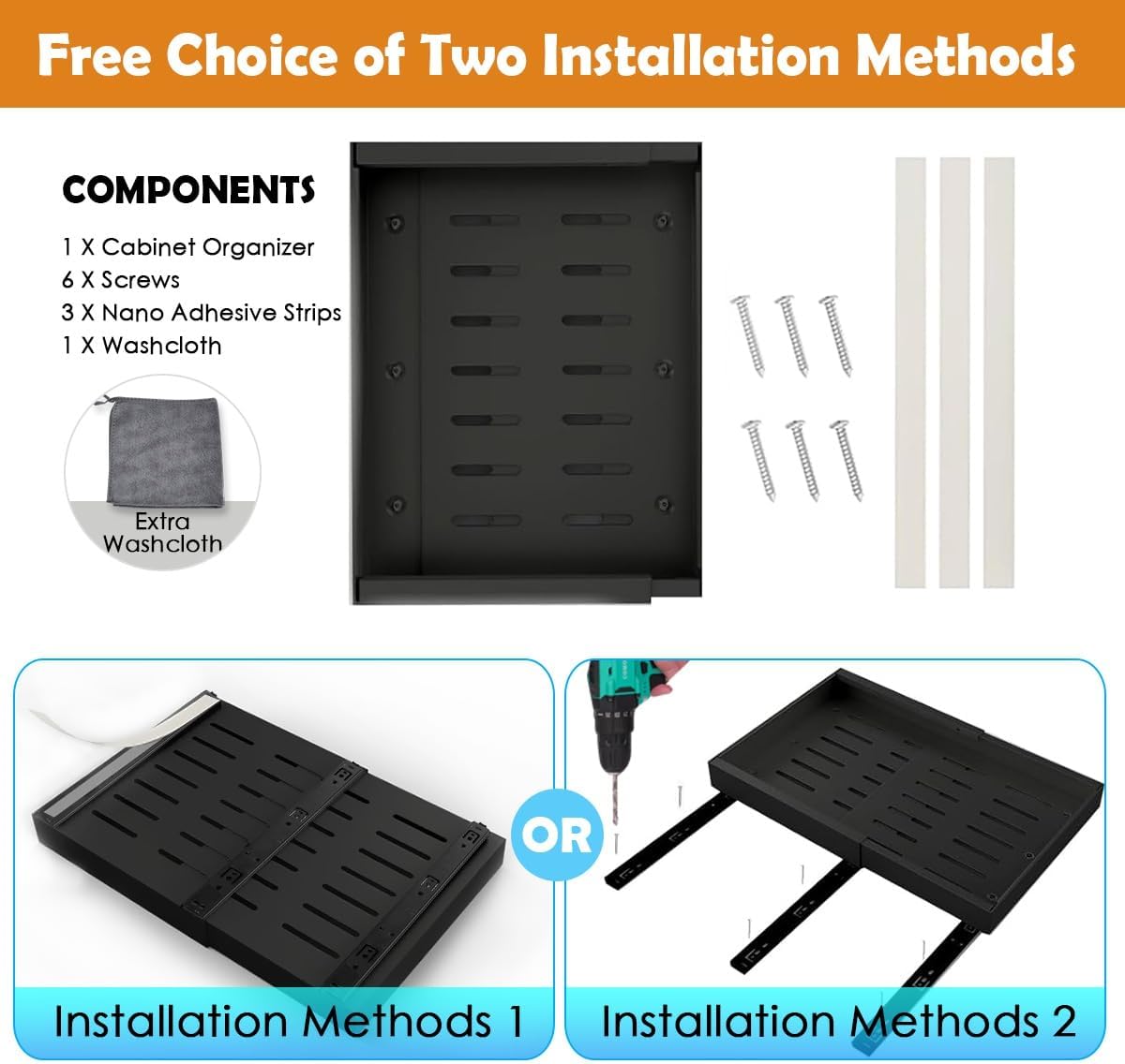 CARLA HOME 2 Pack Pull Out Cabinet Organizer Expandable for Cabinets with Adjustable Slide Out Shelves and V178-36209