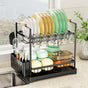 CARLA HOME 2-Tier Large Dish Drying Rack with Drainboard, Utensil Holder, Glass Hooks & Cutlery Storage V178-36211