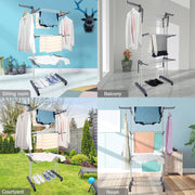 CARLA HOME Folding Clothes Drying Rack with Wheels and Adjustable Side Wings for Laundry Rack and Clothes V178-36216