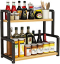 CARLA HOME 2-Tier Wooden Kitchen Countertop Spice Rack for Storage of Condiments, Oils, Jars & Seasoning V178-36219