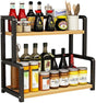 CARLA HOME 2-Tier Wooden Kitchen Countertop Spice Rack for Storage of Condiments, Oils, Jars & Seasoning V178-36219